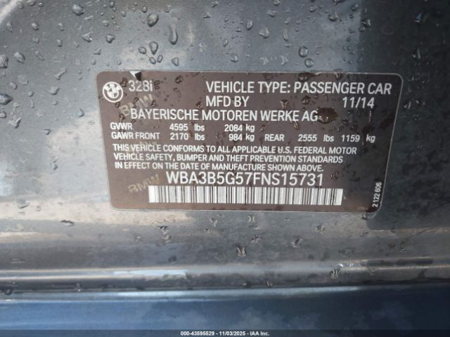 2015 BMW 328I WBA3B5G57FNS15731 Photo 8