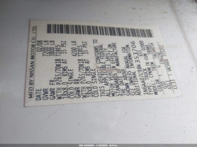 2008 NISSAN TITAN 1N6AA07C98N353706 Photo 8