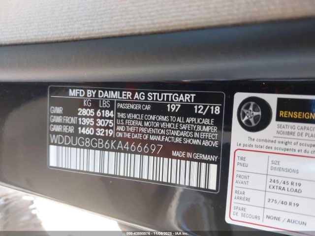 2019 MERCEDES-BENZ S 560 WDDUG8GB6KA466697 Photo 8