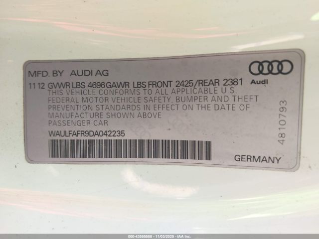 2013 AUDI A5 WAULFAFR9DA042235 Photo 8