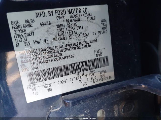 2006 FORD F-250 1FTSW21PX6EA87657 Photo 8