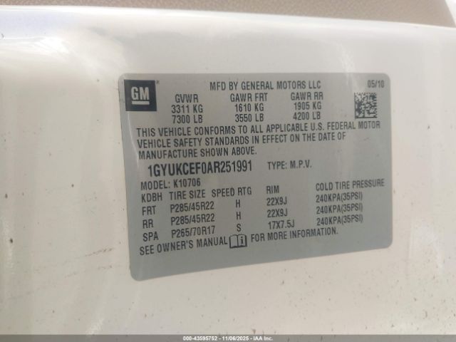 2010 CADILLAC ESCALADE 1GYUKCEF0AR251991 Photo 8