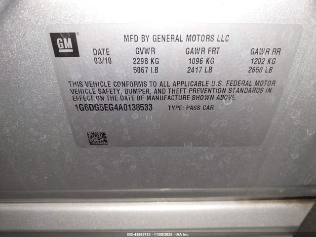 2010 CADILLAC CTS 1G6DG5EG4A0138533 Photo 8