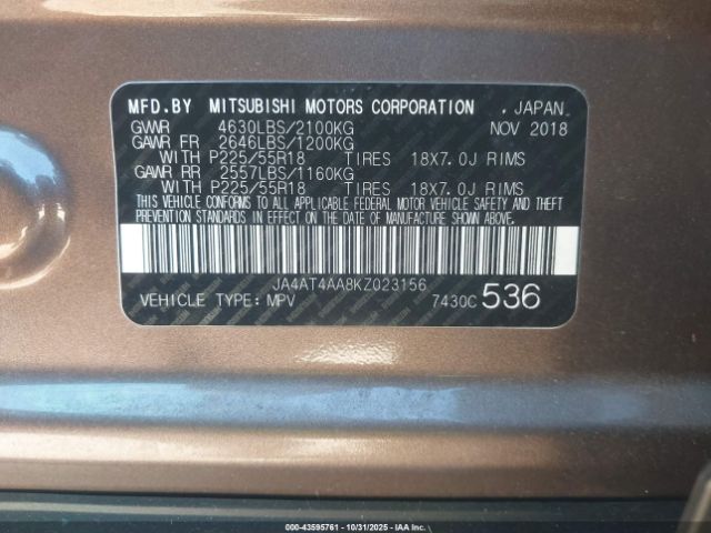 2019 MITSUBISHI ECLIPSE CROSS JA4AT4AA8KZ023156 Photo 8