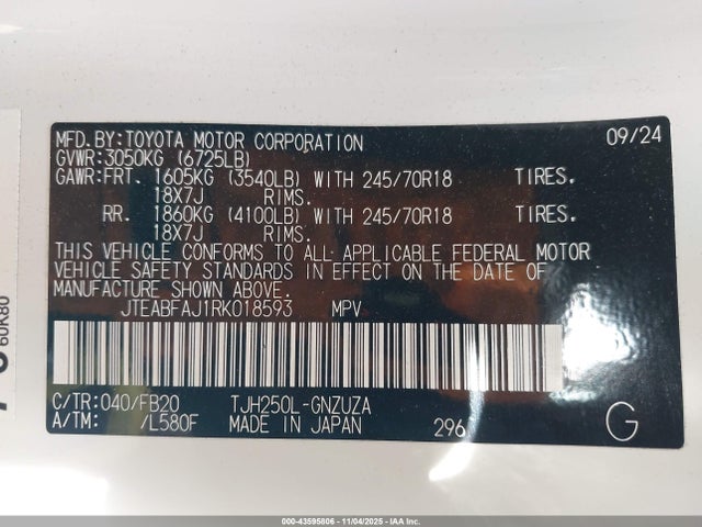 2024 TOYOTA LAND CRUISER JTEABFAJ1RK018593 Photo 8