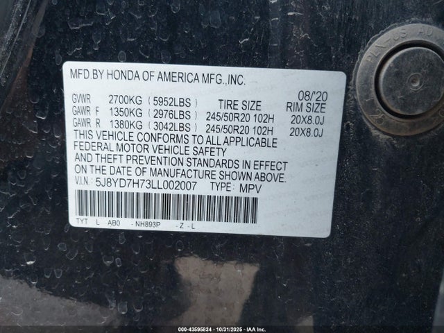 2020 ACURA MDX SPORT HYBRID 5J8YD7H73LL002007 Photo 8