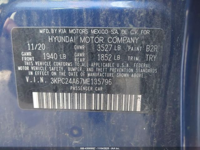 2021 HYUNDAI ACCENT 3KPC24A67ME135796 Photo 8