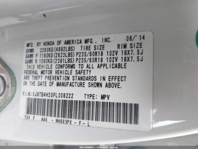 2015 ACURA RDX 5J8TB4H35FL006222 Photo 8