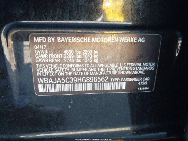 2017 BMW 530I WBAJA5C39HG896562 Photo 8