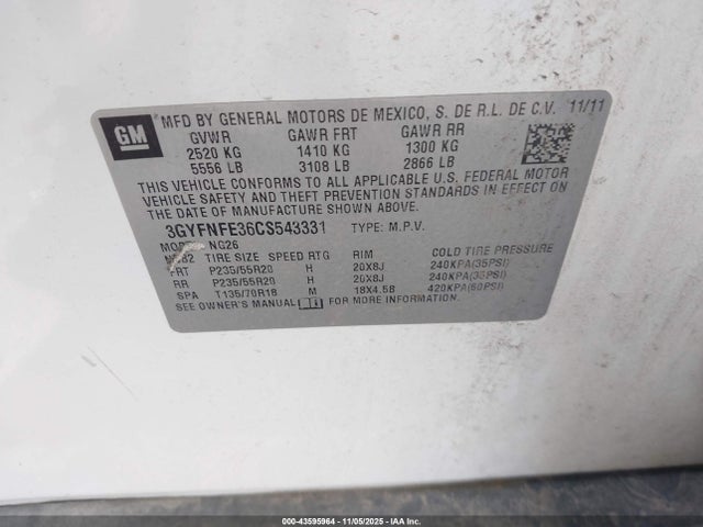 2012 CADILLAC SRX 3GYFNFE36CS543331 Photo 8