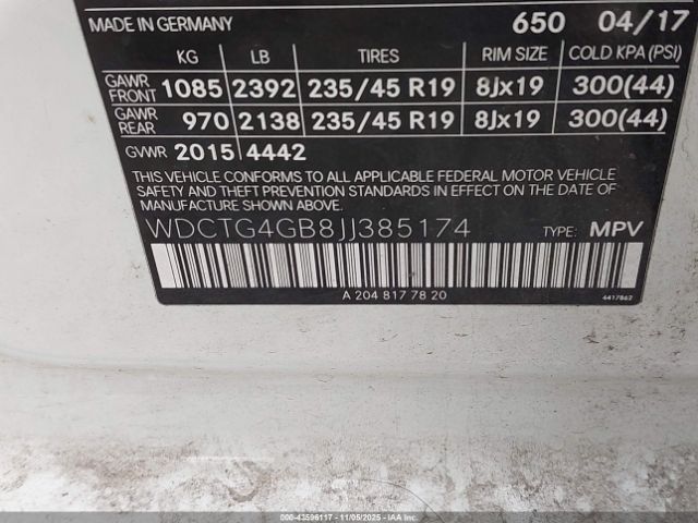 2018 MERCEDES-BENZ GLA 250 WDCTG4GB8JJ385174 Photo 8