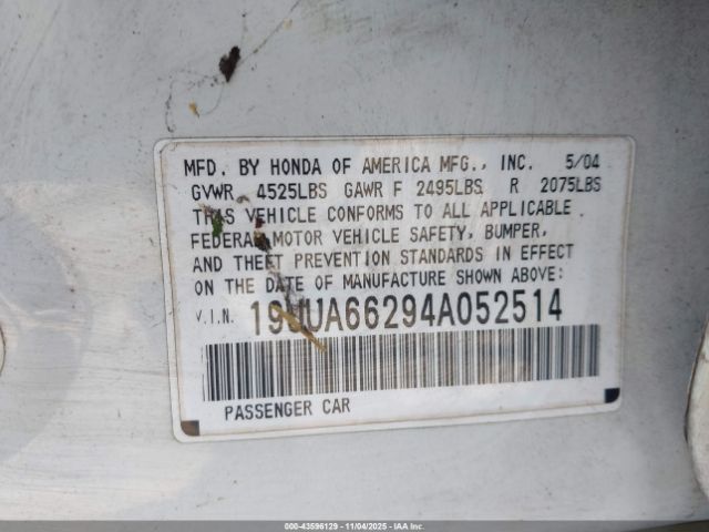 2004 ACURA TL 19UUA66294A052514 Photo 8