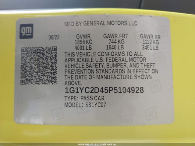 2023 CHEVROLET CORVETTE STINGRAY 1G1YC2D45P5104928 Photo 8