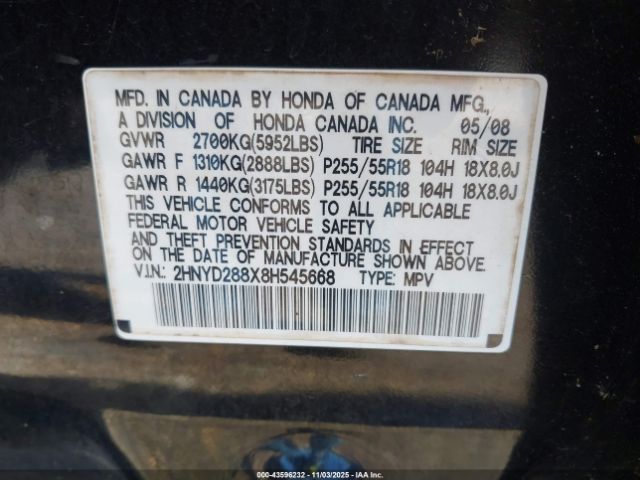 2008 ACURA MDX 2HNYD288X8H545668 Photo 8