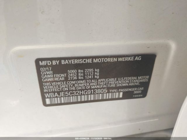 2017 BMW 540I WBAJE5C32HG913805 Photo 8