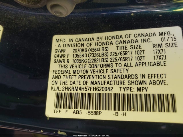 2HKRM4H57FH620942 Honda CR-V EX