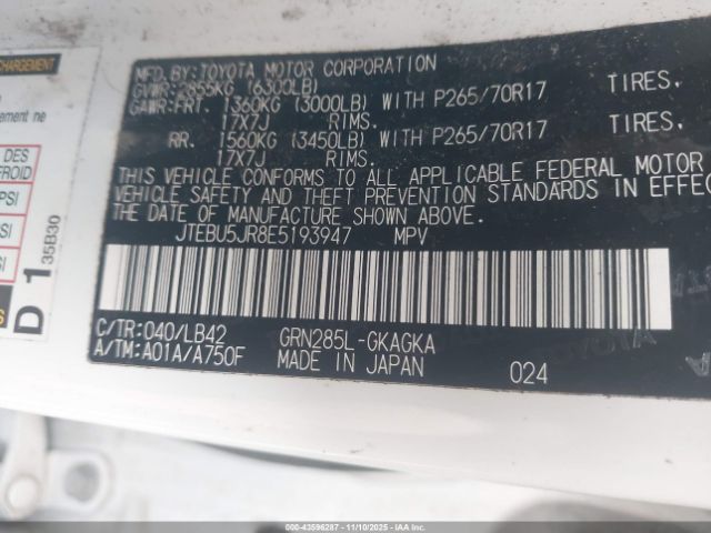 2014 TOYOTA 4RUNNER JTEBU5JR8E5193947 Photo 8