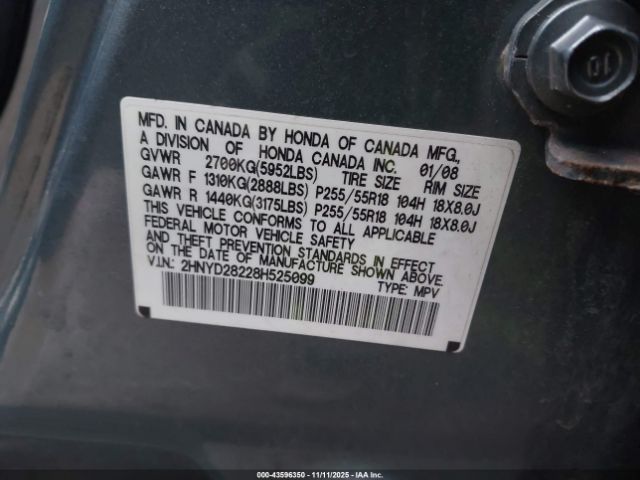 2008 ACURA MDX 2HNYD28228H525099 Photo 8