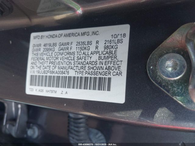 2019 ACURA TLX 19UUB2F68KA008476 Photo 8