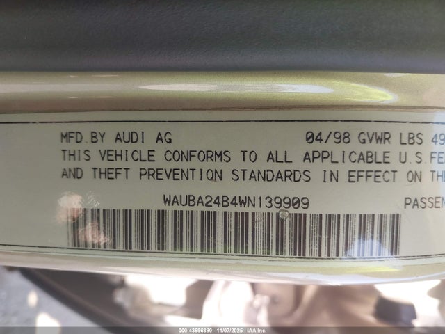 1998 AUDI A6 WAUBA24B4WN139909 Photo 8