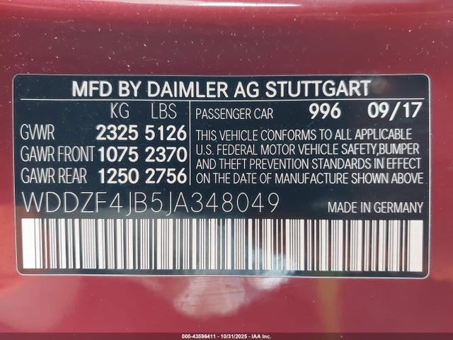 Mercedes-Benz m274 2018 WDDZF4JB5JA348049 Image 9