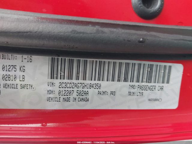 2016 DODGE CHALLENGER 2C3CDZAG7GH184350 Photo 8