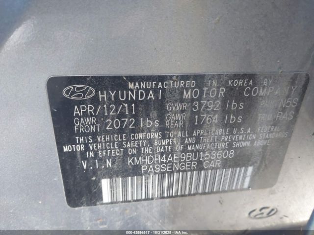2011 HYUNDAI ELANTRA KMHDH4AE9BU153608 Photo 8