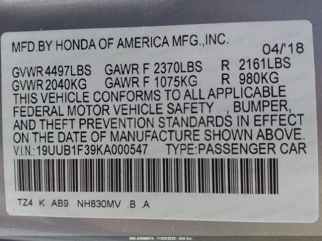 2019 ACURA TLX 19UUB1F39KA000547 Photo 8