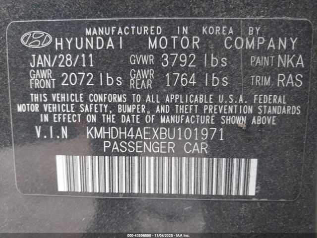 2011 HYUNDAI ELANTRA KMHDH4AEXBU101971 Photo 8