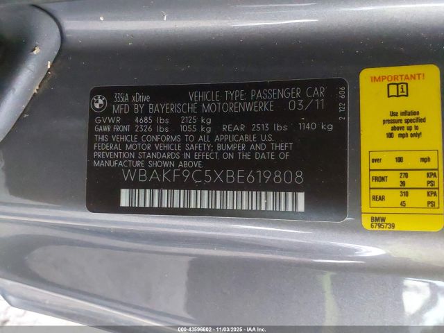 2011 BMW 335I WBAKF9C5XBE619808 Photo 8