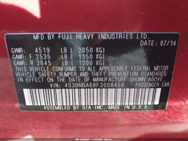 2015 SUBARU LEGACY 4S3BNBA68F3008458 Photo 8