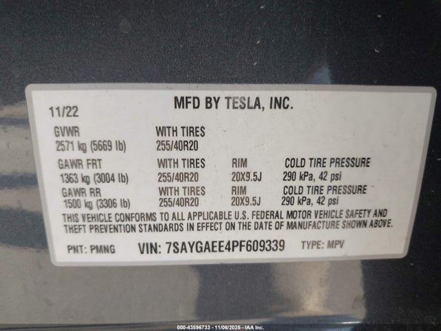 2023 TESLA MODEL Y 7SAYGAEE4PF609339 Photo 8