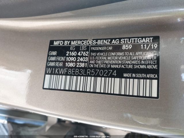 2020 MERCEDES-BENZ C 300 W1KWF8EB3LR570274 Photo 8