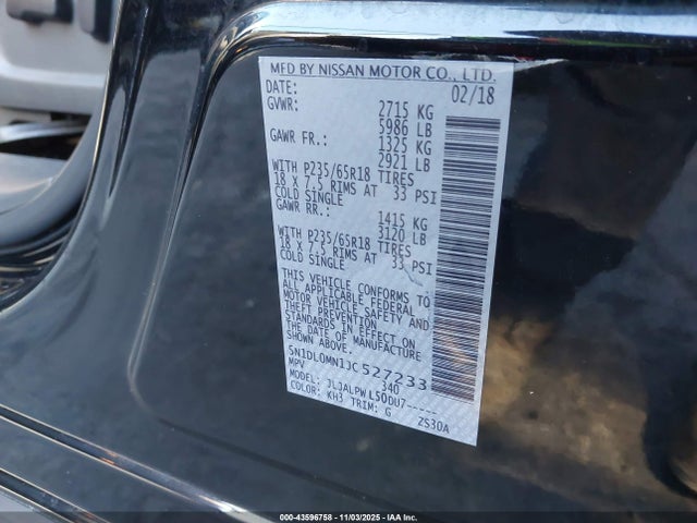 5N1DL0MN1JC527233 Infiniti QX60