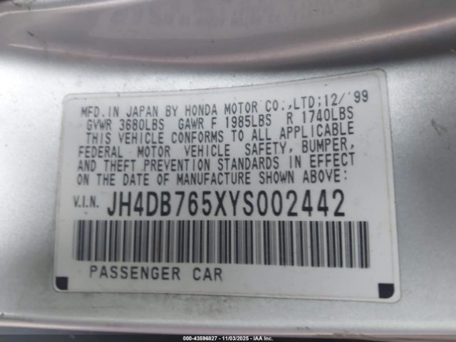 2000 ACURA INTEGRA JH4DB765XYS002442 Photo 8