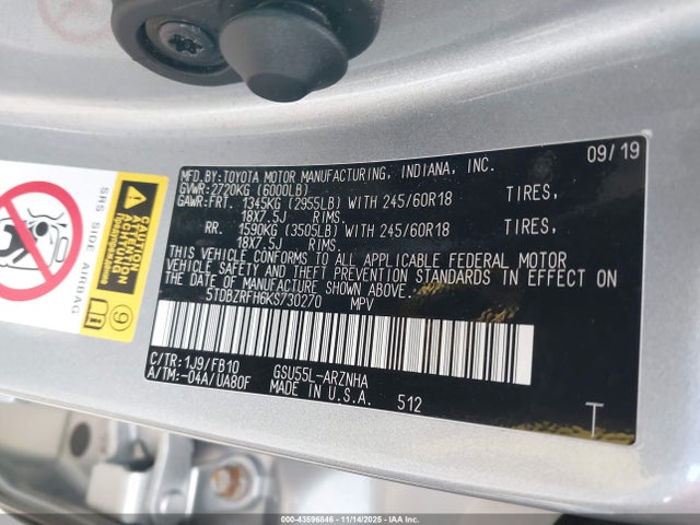 5TDBZRFH6KS730270 Toyota Highlander Le