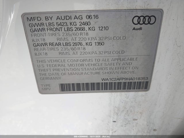 2017 AUDI Q5 WA1C2AFP9HA018353 Photo 8