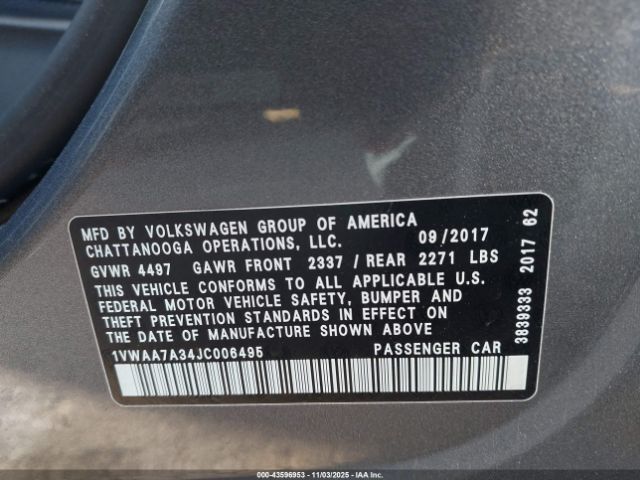 2018 VOLKSWAGEN PASSAT 1VWAA7A34JC006495 Photo 8