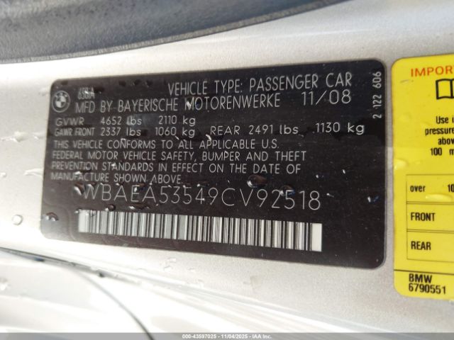 2009 BMW 650I WBAEA53549CV92518 Photo 8