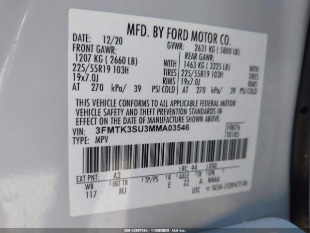 2021 FORD MUSTANG MACH-E 3FMTK3SU3MMA03546 Photo 8