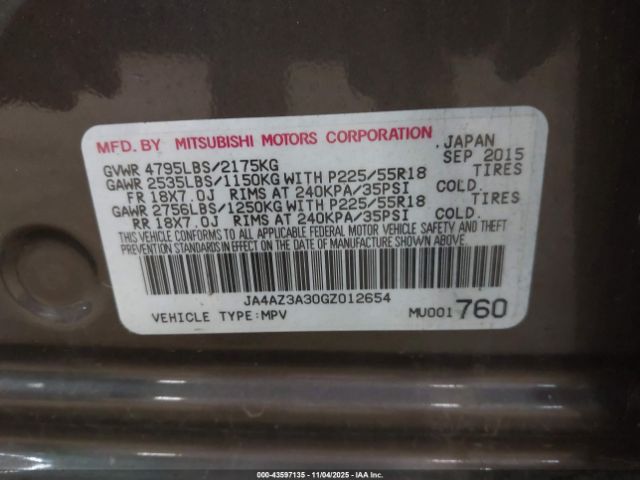 2016 MITSUBISHI OUTLANDER JA4AZ3A30GZ012654 Photo 8