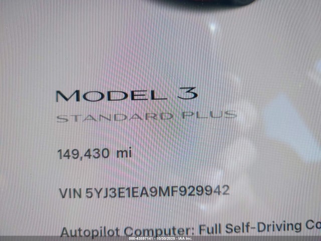 5YJ3E1EA9MF929942 Tesla MODEL 3