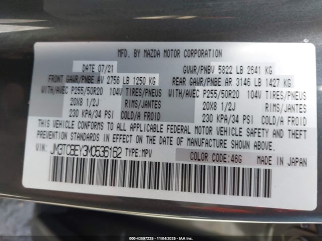 2021 MAZDA CX-9 JM3TCBEY3M0536162 Photo 8