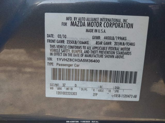 2010 MAZDA MAZDA6 1YVHZ8CH3A5M36400 Photo 8