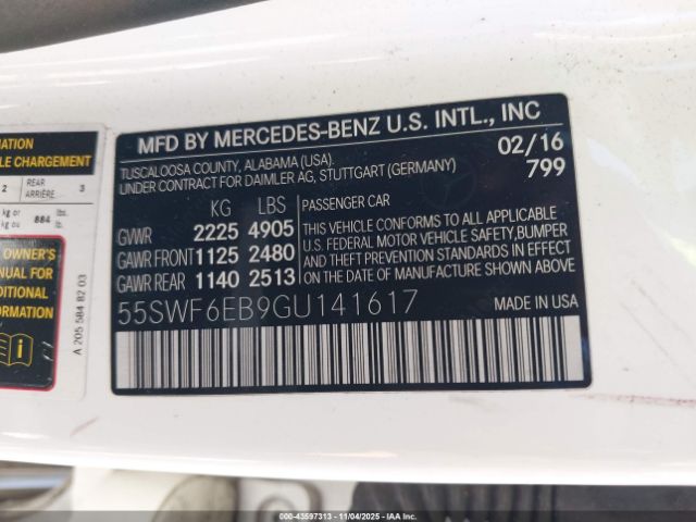 2016 MERCEDES-BENZ C 450 AMG 55SWF6EB9GU141617 Photo 8