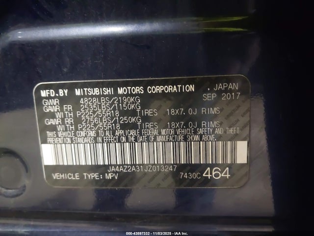2018 MITSUBISHI OUTLANDER JA4AZ2A31JZ013247 Photo 8