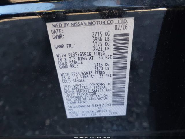 2016 INFINITI QX60 5N1AL0MM3GC504720 Photo 8