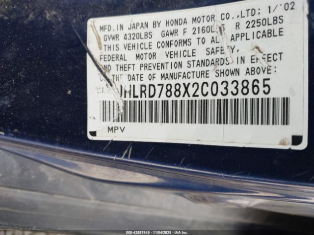 2002 HONDA CR-V JHLRD788X2C033865 Photo 8