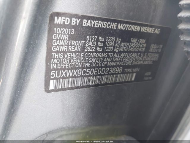 2014 BMW X3 5UXWX9C50E0D23698 Photo 8