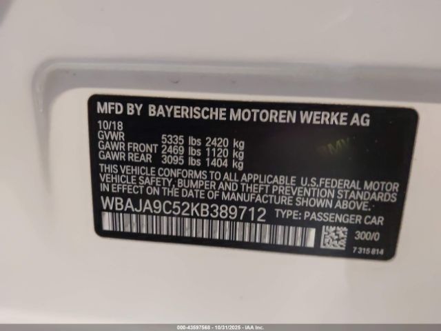 2019 BMW 530E WBAJA9C52KB389712 Photo 8